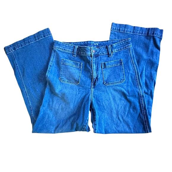 Extra High-Rise Wide Leg Blue Denim Jeans Boho Retro Size 14 - Picture 5 of 8